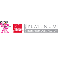 Owens Corning Platinum Preferred Contractor logo featuring cartoon panther.